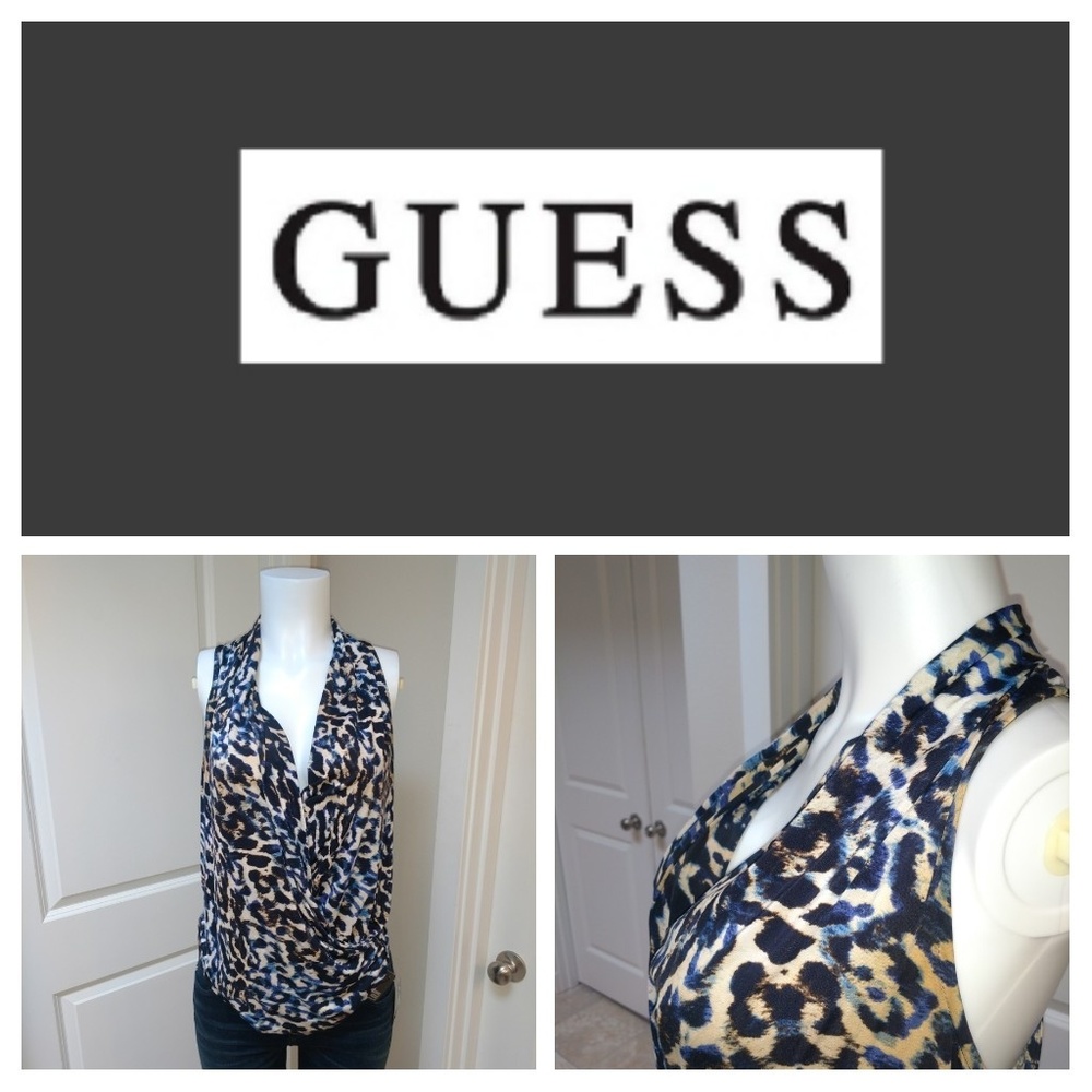 Guess Leopard Print Razor Back Sleeveless Top